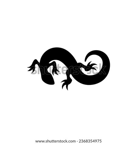 Salamander simple icon. Lizard icon isolated on white background. Reptile, salamander, gecko black silhouette for logo, sign or pictogram template. Lizard stencil. Monochrome chameleon symbol.