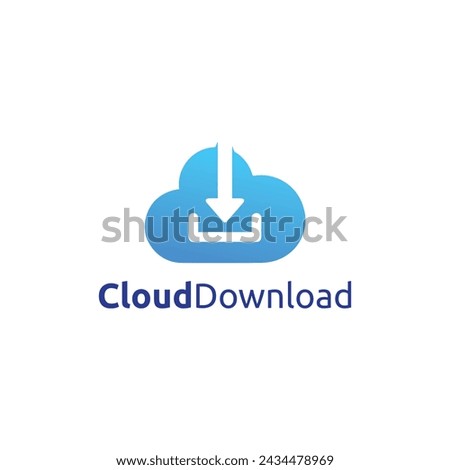 Cloud Download Logo Design Simple