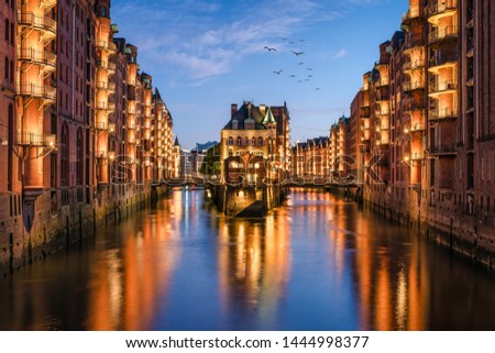 Similar – Foto Bild Speicherstadt bei Nacht in Hamburg