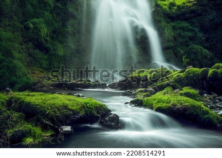 Similar – Image, Stock Photo Waterfall in green forested mountains