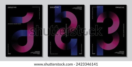 Cover design template with abstract geometric gradient. Glowing line on a black background. Concept technology, digital. Collection for brochures, poster. EPS vector illustration.