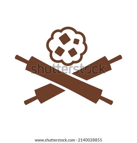 Cookies and crossed two dough roller logo and icon design for bakery and pastries business.