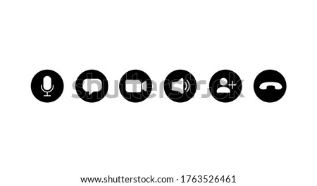 Set of icons for video conferencing, instant messengers. Vector illustration