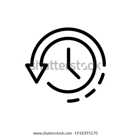 Time in reverse icon. Back and return symbol. Clock sign with arrow. Vector illustration in outline style