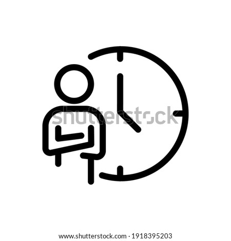 Man waiting icon. Clock sign outline vector illustration Imagine de stoc © 