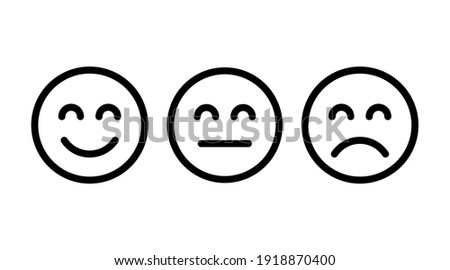 Happy, neutral and sad emoji icon. Icon set vector illustration in outline style