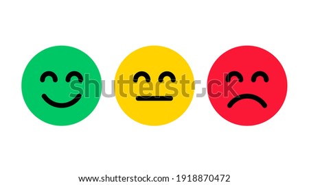 Happy, neutral and sad emoticon icon. Icon set of vector illustrations