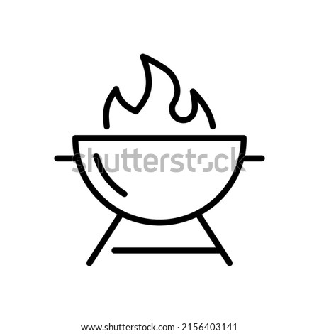 Barbecue cooking icon. Charcoal grill sign. Vector illustration in outline style