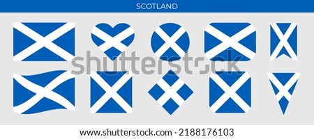 Scotland flag set. Vector illustration isolated on white background