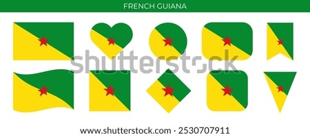 French Guiana flag set. Vector illustration isolated on white background