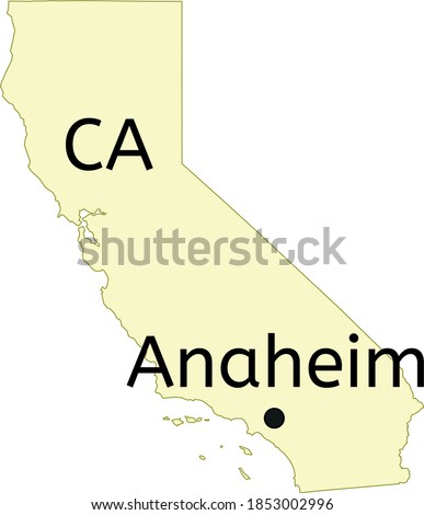 Anaheim city location on California map