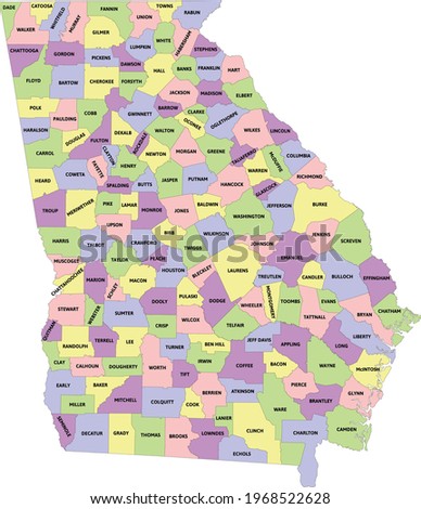 Georgia administrative map with counties