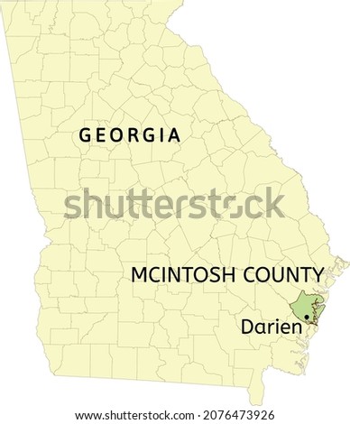 McIntosh County and city of Darien location on Georgia state map