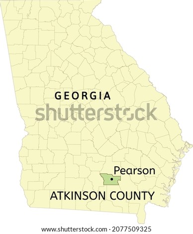 Atkinson County and city of Pearson location on Georgia state map