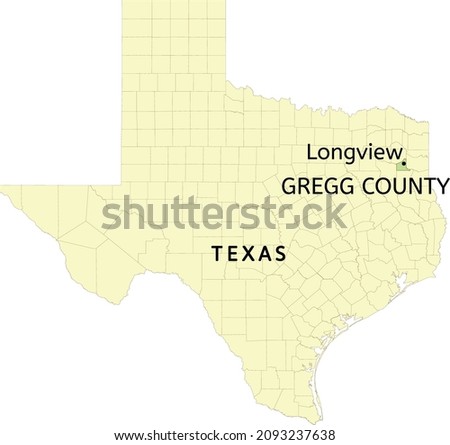 Gregg County and city of Longview location on Texas state map