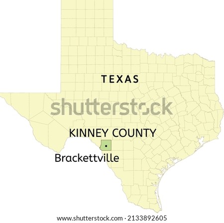 Kinney County and city of Brackettville location on Texas state map