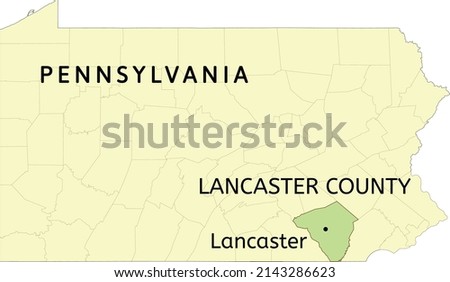 Lancaster County and city of Lancaster location on Pennsylvania state map