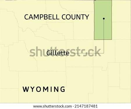 Campbell County and city of Gillette location on Wyoming state map