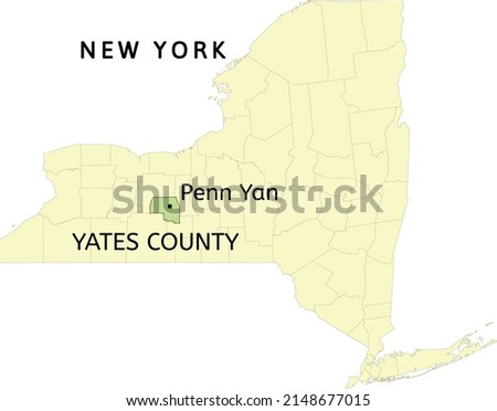 Yates County and village of Penn Yan location on New York state map