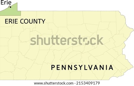 Erie County and city of Erie location on Pennsylvania state map