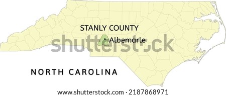 Stanly County and city of Albemarle location on North Carolina state map