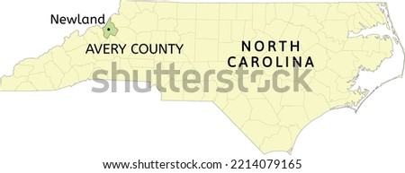 Avery County and town of Newland location on North Carolina state map