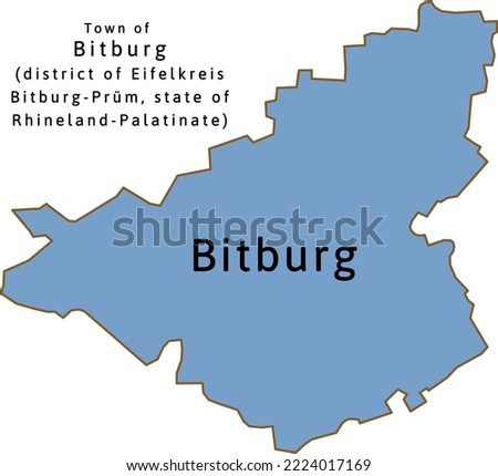 Bitburg town map of Eifelkreis Bitburg-Prüm district Rhineland-Palatinate state in Germany. Vectored