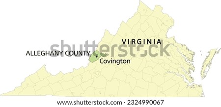 Alleghany County and independent city of Covington location on Virginia state map