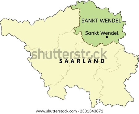 Sankt Wendel District and town of Sankt Wendel location on Saarland state map