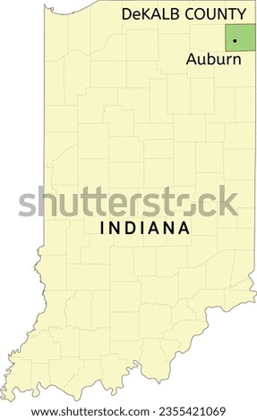 DeKalb County and city of Auburn location on Indiana state map