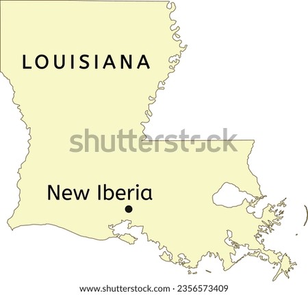 New Iberia city location on Louisiana state map