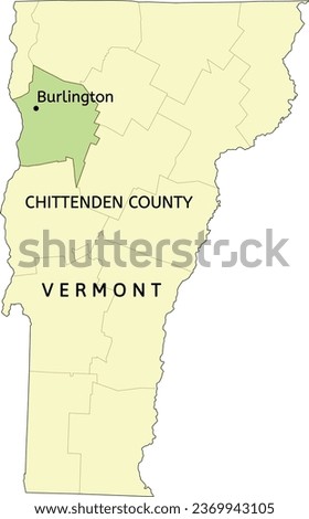 Chittenden County and city of Burlington location on Vermont state map