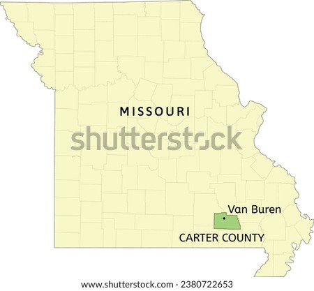 Carter County and city of Van Buren location on Missouri state map