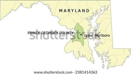 Prince George's County and town of Upper Marlboro location on Maryland state map