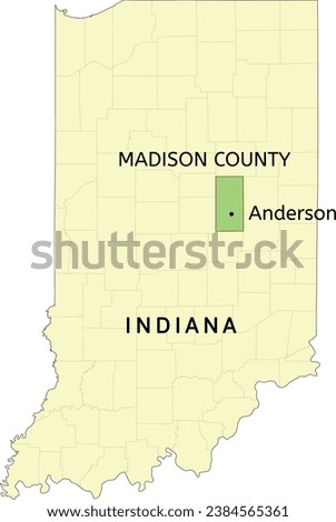 Madison County and city of Anderson location on Indiana state map