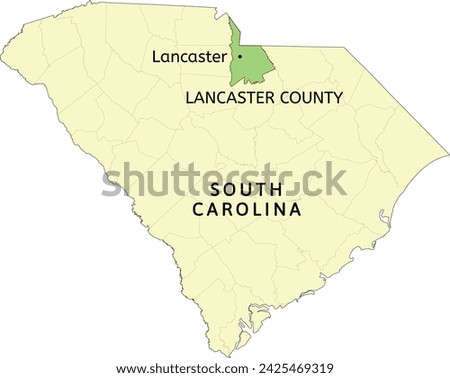 Lancaster County and city of Lancaster location on South Carolina state map