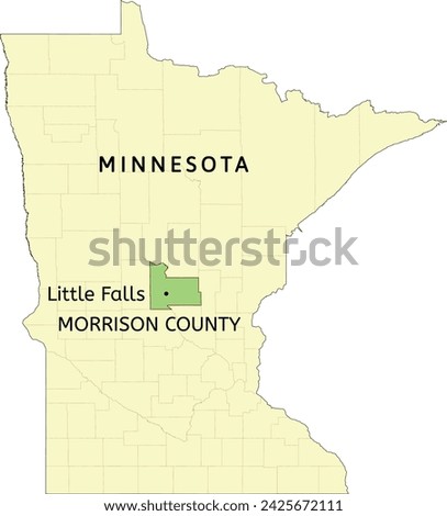 Morrison County and city of Little Falls location on Minnesota state map