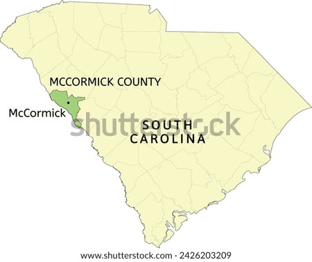 McCormick County and town of McCormick location on South Carolina state map