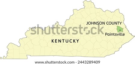 Johnson County and city of Paintsville location on Kentucky state map