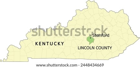 Lincoln County and city of Stanford location on Kentucky state map
