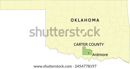Carter County and city of Ardmore location on Oklahoma state map