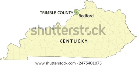 Trimble County and city of Bedford location on Kentucky state map