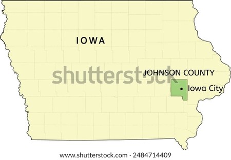 Johnson County and city of Iowa City location on Iowa state map