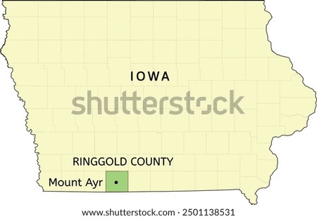 Ringgold County and city of Mount Ayr location on Iowa state map