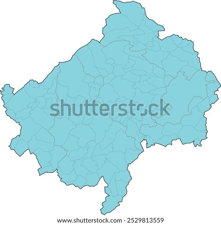 Bad Kreuznach district administrative outline map of Rhineland-Palatinate state. Federal Republic of Germany. Colored. Vector