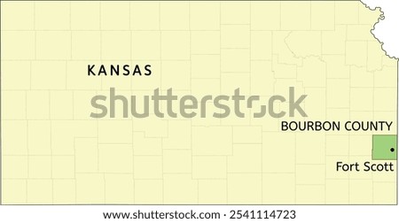 Bourbon County and city of Fort Scott location on Kansas state map