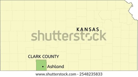 Clark County and city of Ashland location on Kansas state map