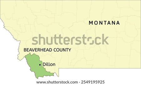 Beaverhead County and city of Dillon location on Montana state map