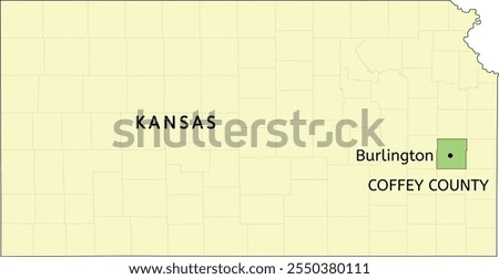 Coffey County and city of Burlington location on Kansas state map