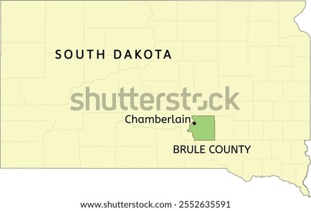 Brule County and city of Chamberlain location on South Dakota state map